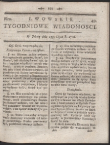 Lwowskie Tygodniowe Wiadomości. R. 1786 Nr 49