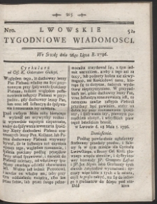 Lwowskie Tygodniowe Wiadomości. R. 1786 Nr 52