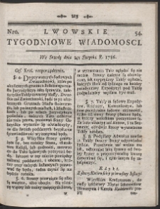 Lwowskie Tygodniowe Wiadomości. R. 1786 Nr 54