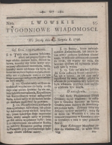 Lwowskie Tygodniowe Wiadomości. R. 1786 Nr 55