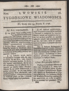 Lwowskie Tygodniowe Wiadomości. R. 1786 Nr 56