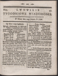 Lwowskie Tygodniowe Wiadomości. R. 1786 Nr 57