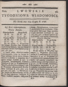 Lwowskie Tygodniowe Wiadomości. R. 1786 Nr 58