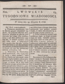 Lwowskie Tygodniowe Wiadomości. R. 1786 Nr 63