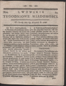 Lwowskie Tygodniowe Wiadomości. R. 1786 Nr 64