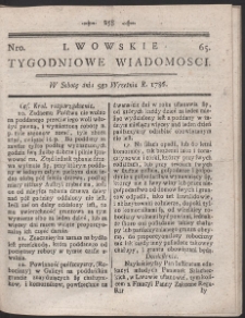 Lwowskie Tygodniowe Wiadomości. R. 1786 Nr 65