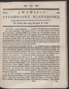 Lwowskie Tygodniowe Wiadomości. R. 1786 Nr 68