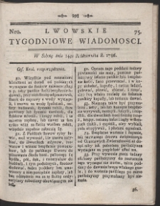 Lwowskie Tygodniowe Wiadomości. R. 1786 Nr 75