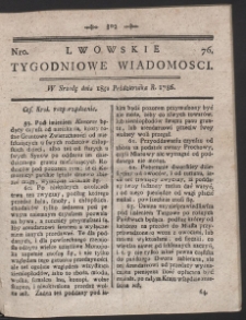 Lwowskie Tygodniowe Wiadomości. R. 1786 Nr 76