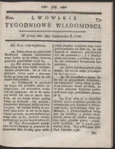 Lwowskie Tygodniowe Wiadomości. R. 1786 Nr 79