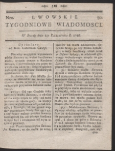 Lwowskie Tygodniowe Wiadomości. R. 1786 Nr 80