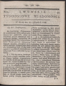 Lwowskie Tygodniowe Wiadomości. R. 1786 Nr 82