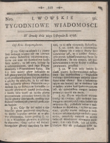 Lwowskie Tygodniowe Wiadomości. R. 1786 Nr 86