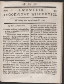 Lwowskie Tygodniowe Wiadomości. R. 1786 Nr 89