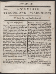 Lwowskie Tygodniowe Wiadomości. R. 1786 Nr 94