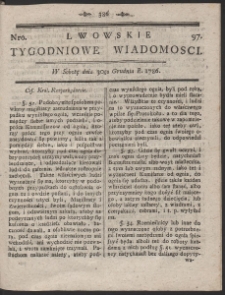 Lwowskie Tygodniowe Wiadomości. R. 1786 Nr 97