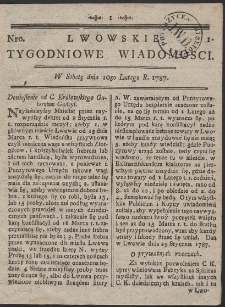 Lwowskie Tygodniowe Wiadomości. R. 1787 Nr 1