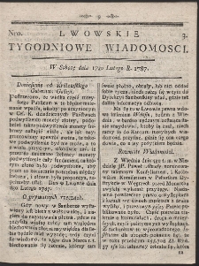 Lwowskie Tygodniowe Wiadomości. R. 1787 Nr 3