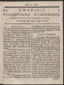 Lwowskie Tygodniowe Wiadomości. R. 1787 Nr 6