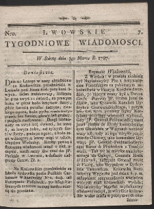 Lwowskie Tygodniowe Wiadomości. R. 1787 Nr 7