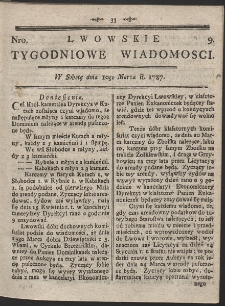 Lwowskie Tygodniowe Wiadomości. R. 1787 Nr 9