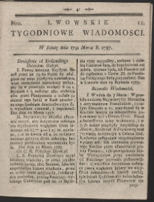 Lwowskie Tygodniowe Wiadomości. R. 1787 Nr 11