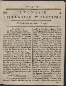 Lwowskie Tygodniowe Wiadomości. R. 1787 Nr 14