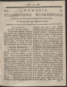 Lwowskie Tygodniowe Wiadomości. R. 1787 Nr 15