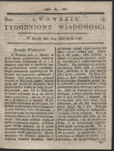 Lwowskie Tygodniowe Wiadomości. R. 1787 Nr 18