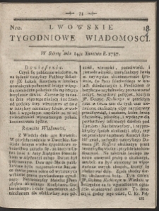 Lwowskie Tygodniowe Wiadomości. R. 1787 Nr 19