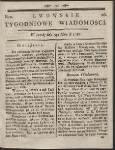 Lwowskie Tygodniowe Wiadomości. R. 1787 Nr 26