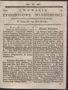 Lwowskie Tygodniowe Wiadomości. R. 1787 Nr 27