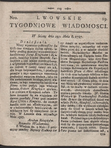 Lwowskie Tygodniowe Wiadomości. R. 1787 Nr 29