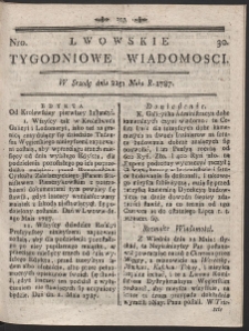 Lwowskie Tygodniowe Wiadomości. R. 1787 Nr 30