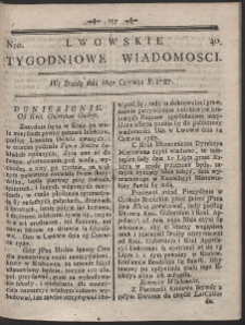 Lwowskie Tygodniowe Wiadomości. R. 1787 Nr 40