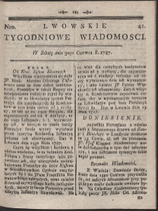 Lwowskie Tygodniowe Wiadomości. R. 1787 Nr 41