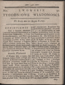 Lwowskie Tygodniowe Wiadomości. R. 1787 Nr 50