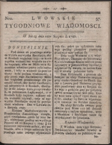 Lwowskie Tygodniowe Wiadomości. R. 1787 Nr 57