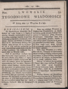 Lwowskie Tygodniowe Wiadomości. R. 1787 Nr 59