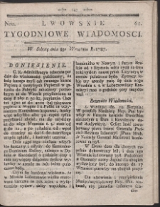 Lwowskie Tygodniowe Wiadomości. R. 1787 Nr 61