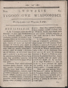 Lwowskie Tygodniowe Wiadomości. R. 1787 Nr 62