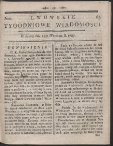 Lwowskie Tygodniowe Wiadomości. R. 1787 Nr 63