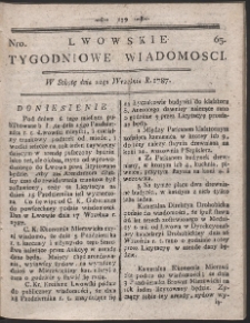 Lwowskie Tygodniowe Wiadomości. R. 1787 Nr 65