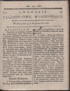 Lwowskie Tygodniowe Wiadomości. R. 1787 Nr 76