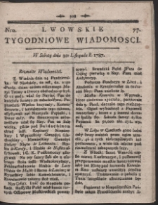 Lwowskie Tygodniowe Wiadomości. R. 1787 Nr 77