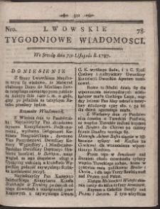 Lwowskie Tygodniowe Wiadomości. R. 1787 Nr 78