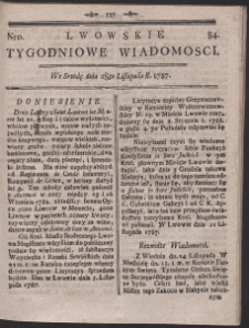 Lwowskie Tygodniowe Wiadomości. R. 1787 Nr 84