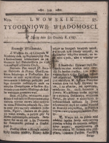 Lwowskie Tygodniowe Wiadomości. R. 1787 Nr 87