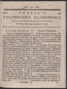 Lwowskie Tygodniowe Wiadomości. R. 1787 Nr 89