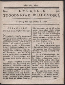 Lwowskie Tygodniowe Wiadomości. R. 1787 nr 90